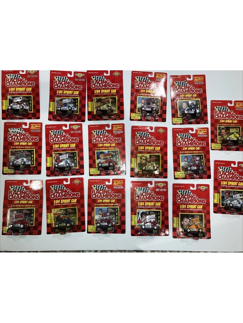 (17) 1996-97 Racing Champions World Of Outlaws 1/64 Die Cast Sprint Cars NEW